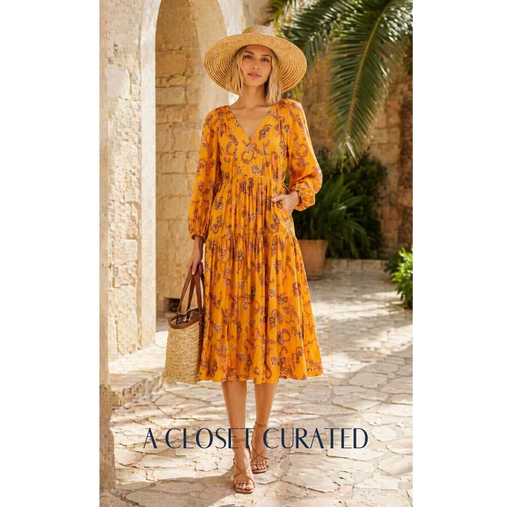 A.L.C. Sayer Cotton Midi Dress 0 Orange